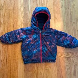 Patagonia Kids Navy Jacket with Red and Teal Accents
